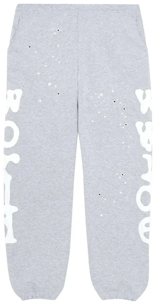Sp5der Sweatpants 'White Worldwide Logo' Grey