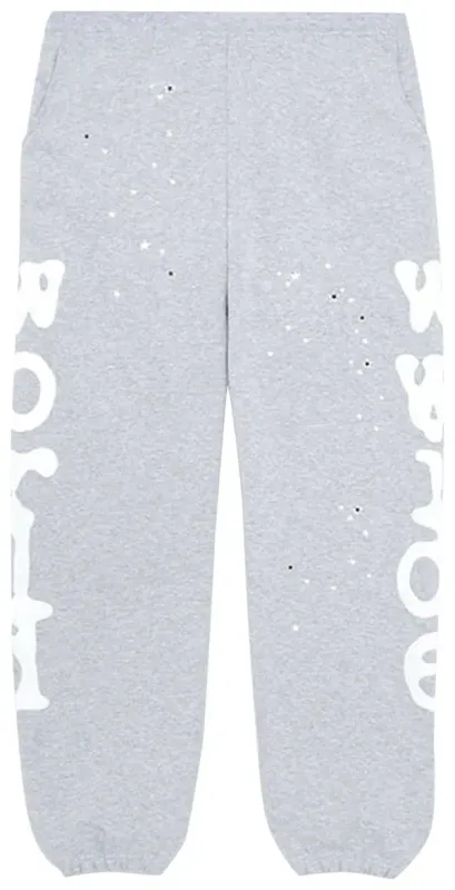 Sp5der Sweatpants 'White Worldwide Logo' Grey
