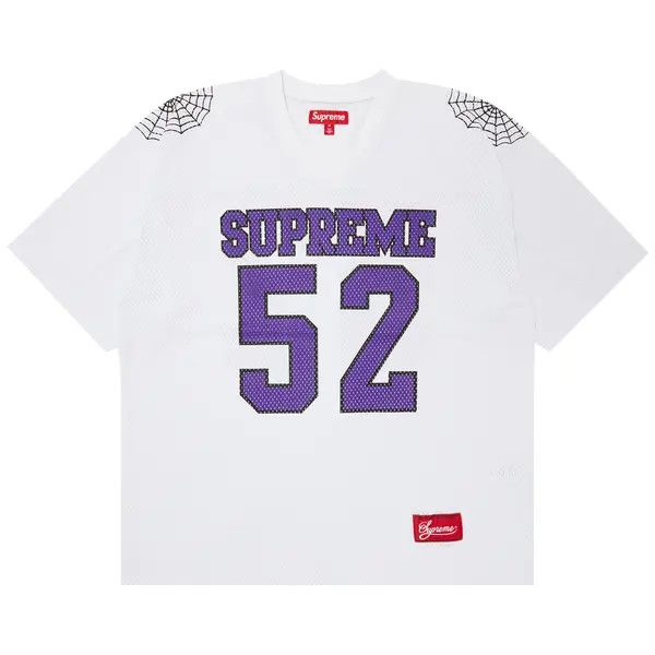  Supreme Football Jersey 'SS24 Spiderweb', Color: White, Size: M
