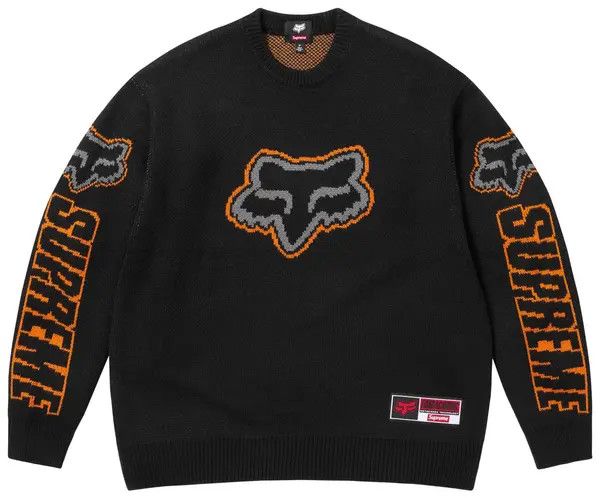 Supreme Crewneck Sweater 'FW25 Fox Racing', Color: Black, Size: L