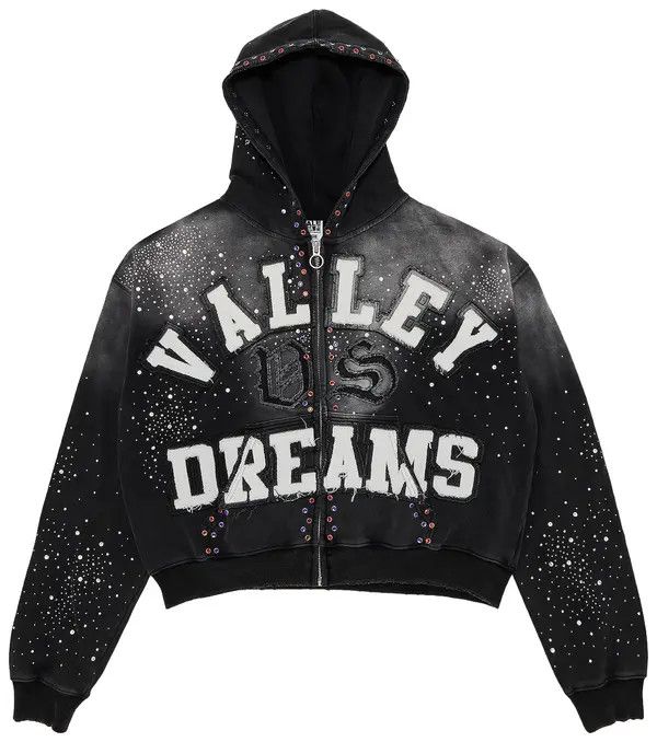 Vale Zip Up 'Skittles Rhinestone White Letter' | Black
