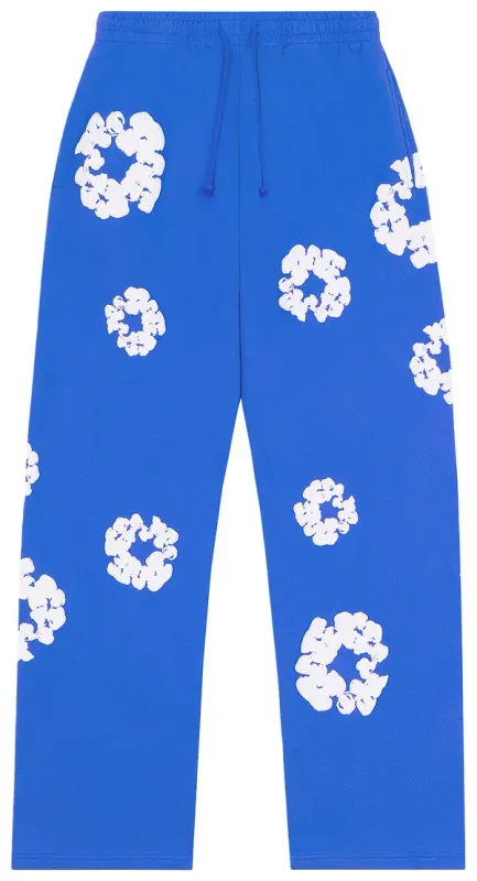 Denim Tears Sweatpants 'Cotton Wreath Open Hem' Blue