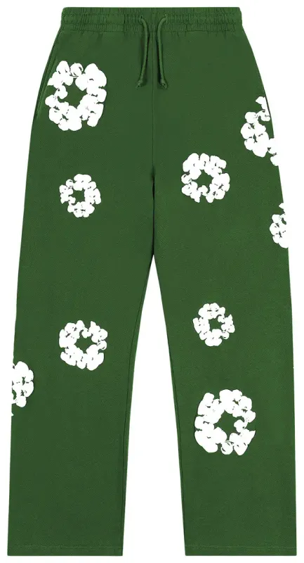 Denim Tears Sweatpants 'Cotton Wreath Open Hem' Green