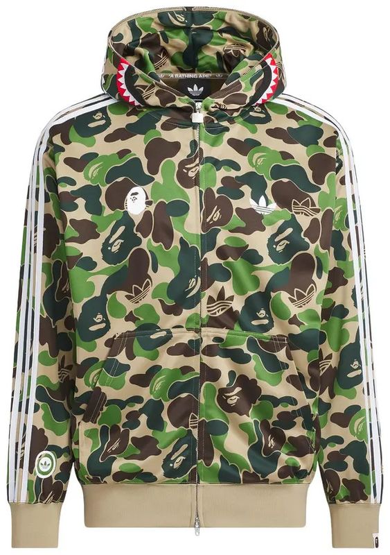 Bape X Adidas Full Zip Up 'Shark Head Green Sand Camo'