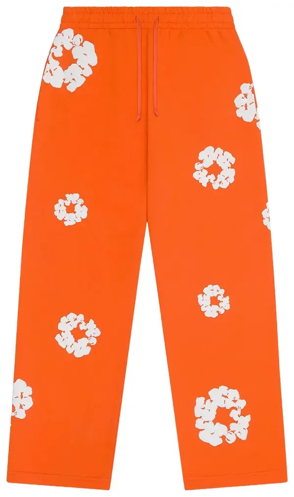 Denim Tears Sweatpants 'Cotton Wreath Open Hem' Orange