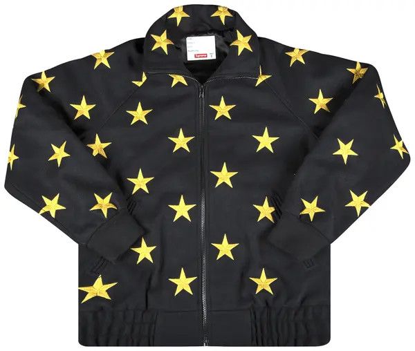 Supreme Zip Up Stadium Jacket 'FW16 Stars', Color: Black, Size: M