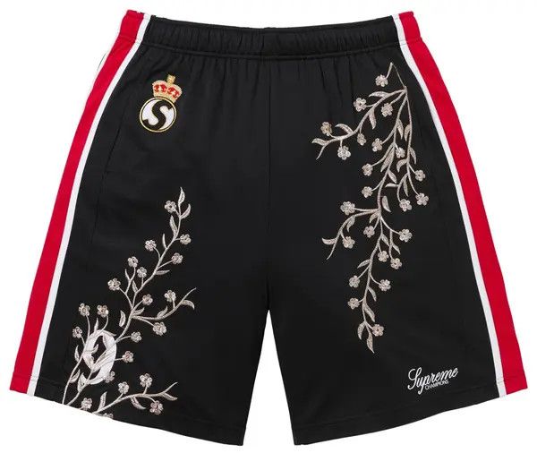 Supreme Soccer Short 'FW25 Floral', Color: Black, Size: M