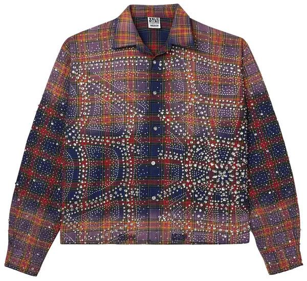 Vale Flannel Button Up 'Purple Fever Rhinestone', Size: S
