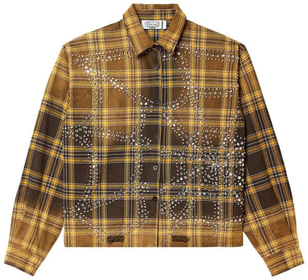 Vale Flannel Button Up 'Chocolate Brown Rhinestone', Size: S