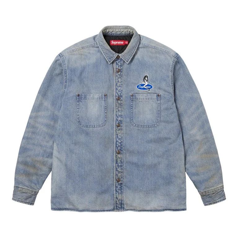 Supreme Shirt 'SS26 Quilted Lined Denim Snap' Blue, Size: M