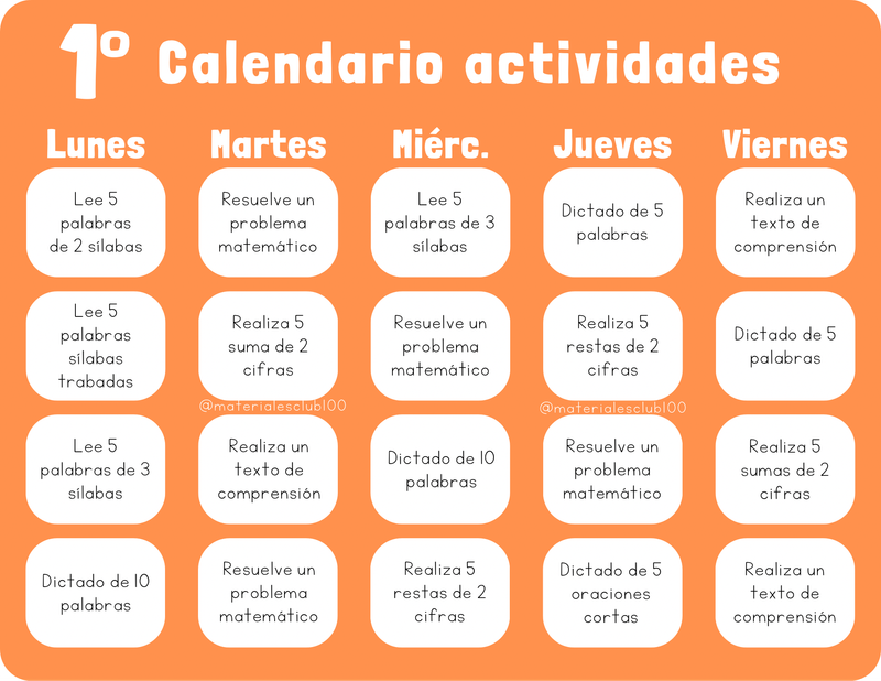 Calendario actividades