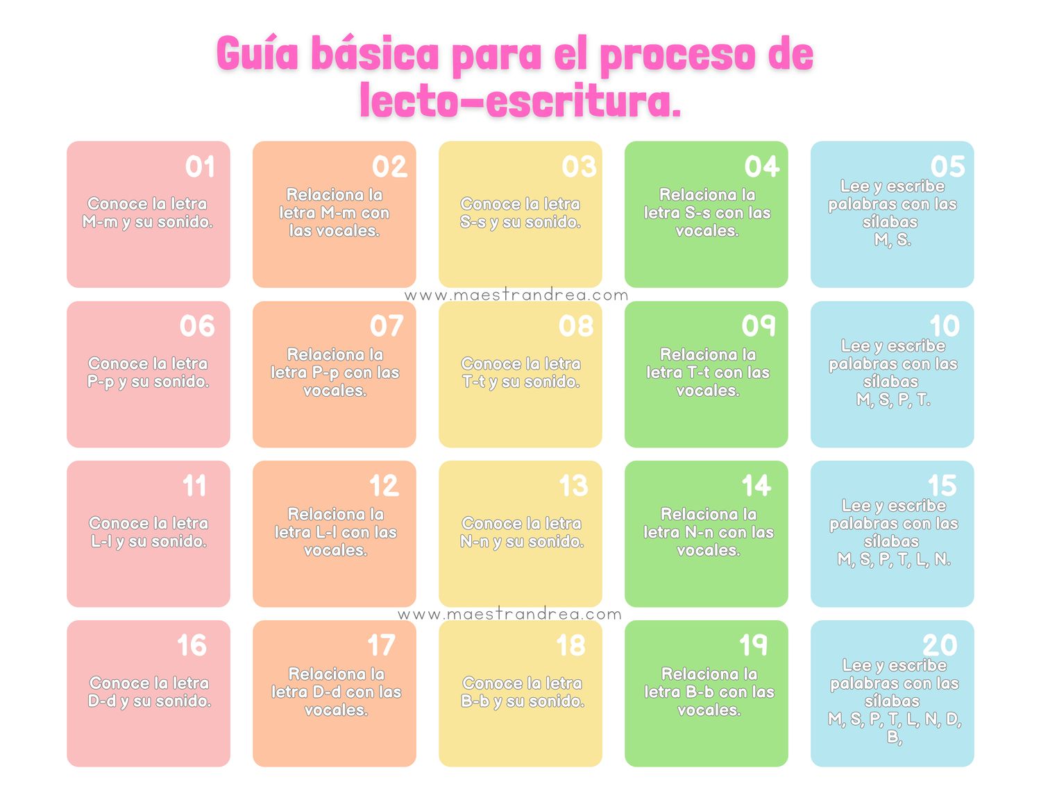 Calendario lectoescritura 50 días