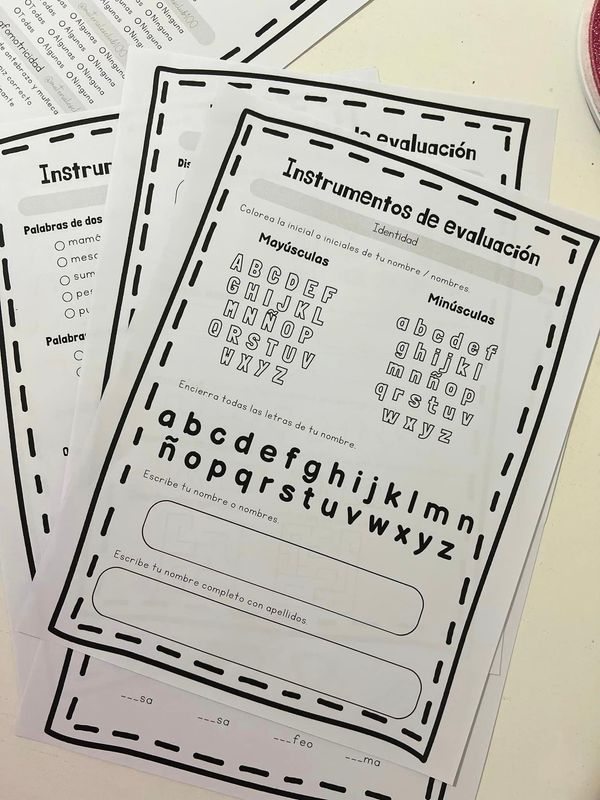 Evaluación lectoescritura + instrumentos + regalo