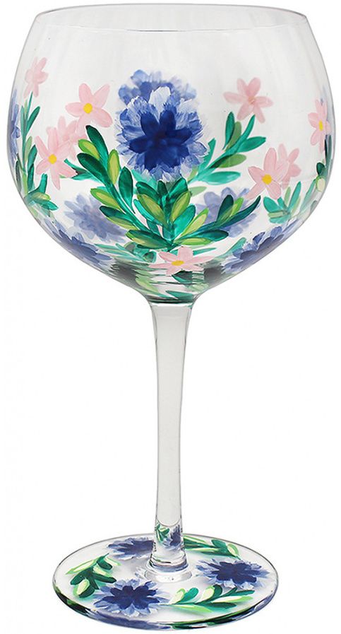 Cornflower Hand Painted Gin Glass