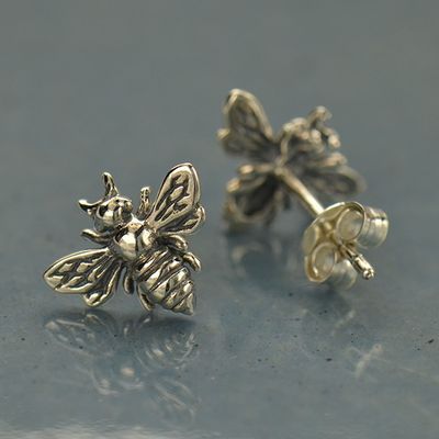 Sterling Silver Bee Stud Earrings Sterling Silver Bee Stud Earrings