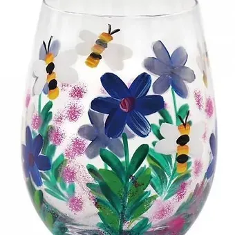 Wild Flowers & Bee Stemless Glass Wild Flowers & Bee Stemless Glass