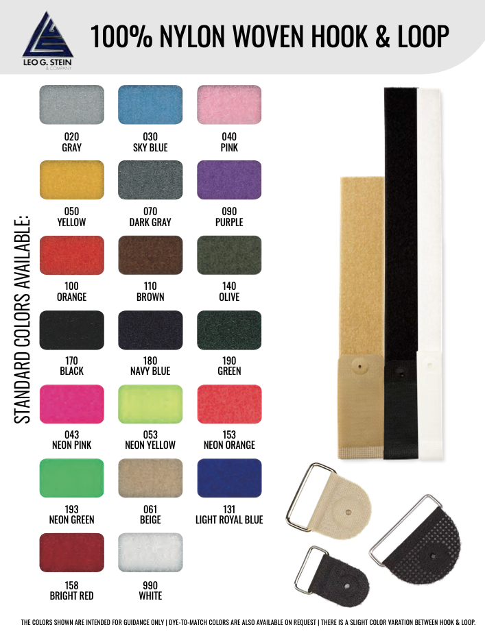 [Color] Nylon Hook & Loop Straps - Leo G. Stein Brand