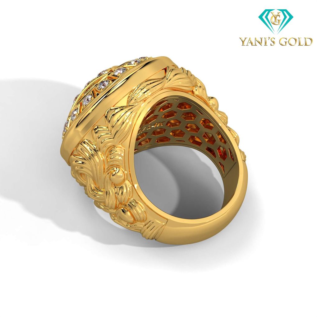 Anillo de oro con diamantes en forma circular ✅✅