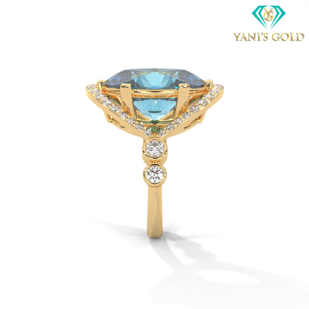 Anillo de Mujer con Piedra Ovalada y Diamantes ✅✅