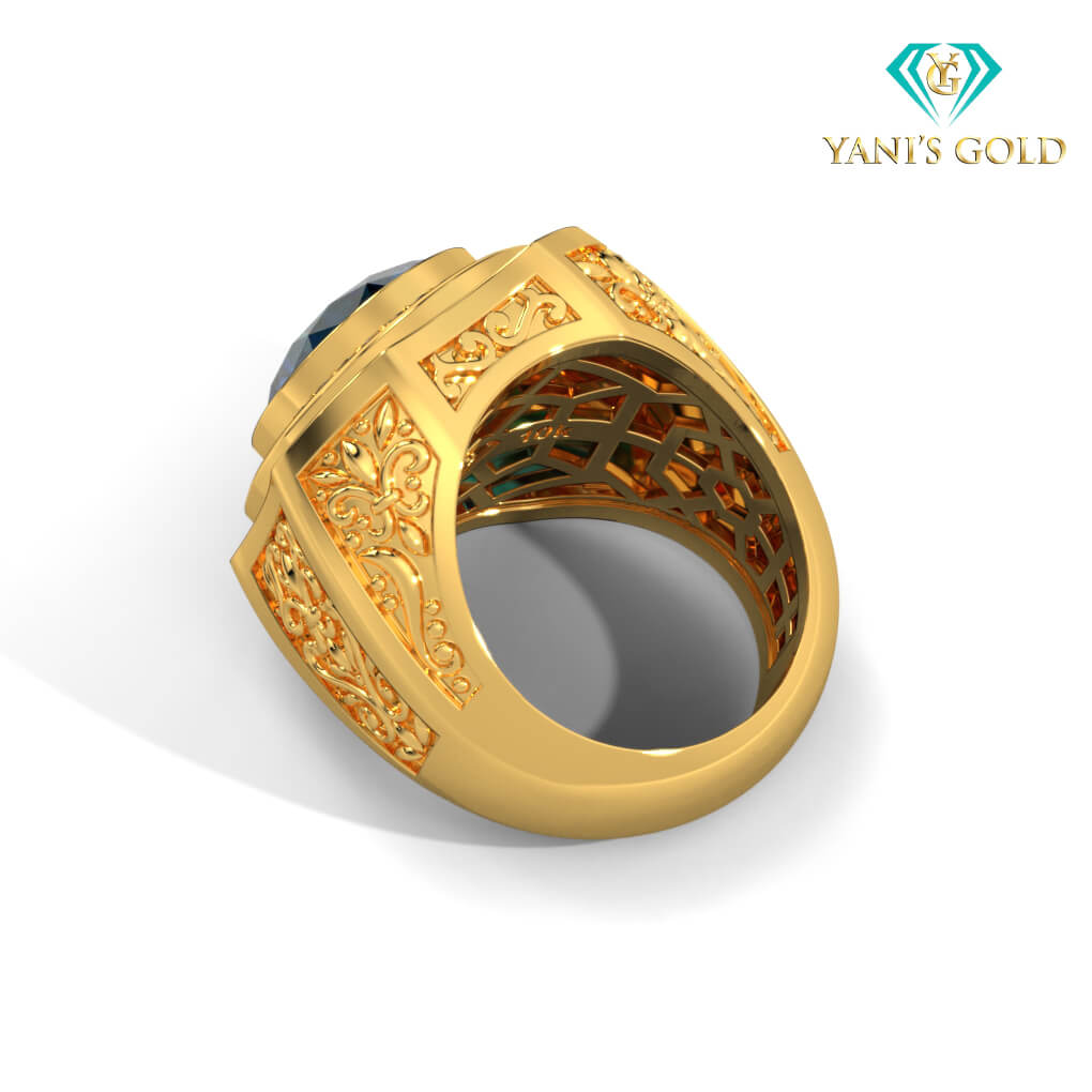 Anillo de Hombre con Piedra Redonda y Diamantes Naturales ✅✅