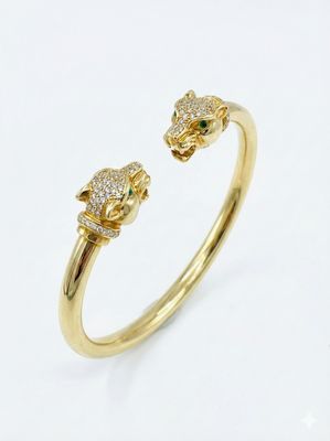 Gold Panther 14k bangle bracelet