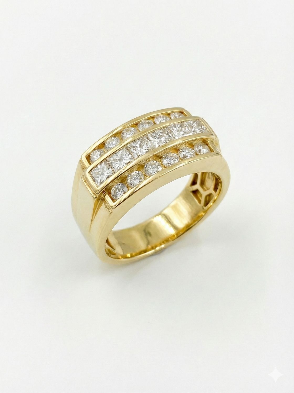 14kt Yellow Gold Mens Round Diamond