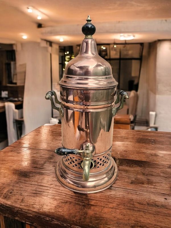 Antique Copper Brass Coffee Shop Tea Room Urn Samovar Boiler Banquet Train Hotel Restaurant