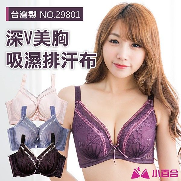 內衣/吸濕排汗 透氣 乾爽 深V美胸 聚攏集中 浪漫薄紗風情 C D E【小百合】M829801 台灣製