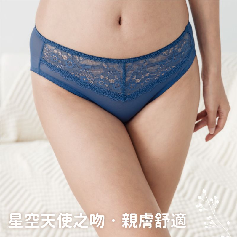 內褲小百合星空低腰蕾絲網紗三角內褲U82209台灣製
