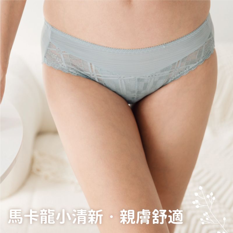 內褲小百合前擺透膚蕾絲點綴低腰 後涼感包臀女三角內褲 U8618 台灣製