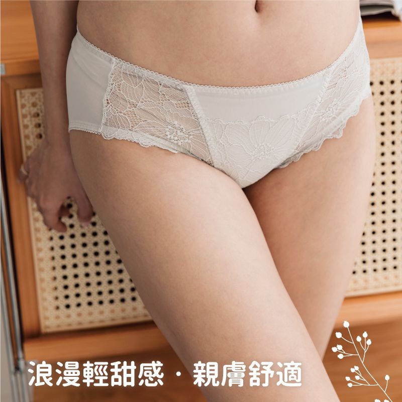 內褲小百合前擺透膚蕾絲點綴腰涼感蕾絲包臀女內褲 U85717 台灣製