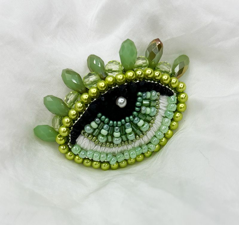 Lime green Eye brooch