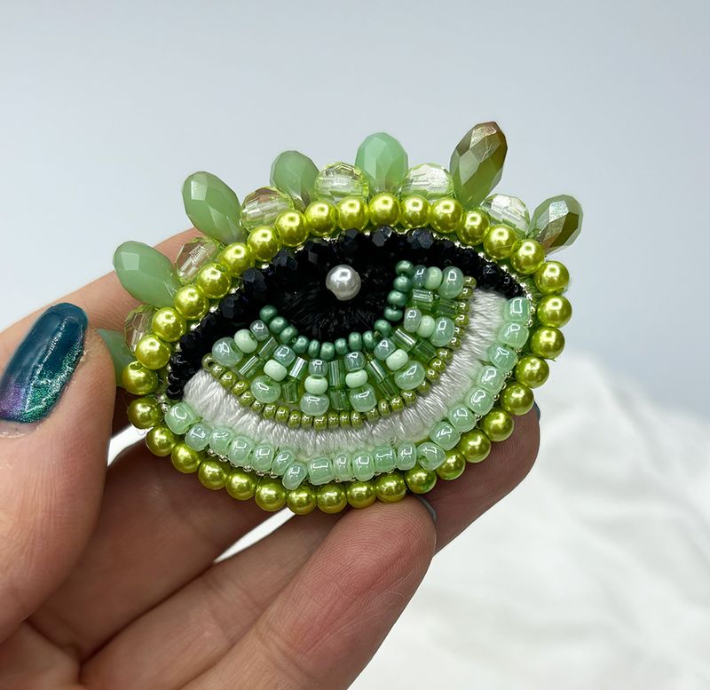 Lime green Eye brooch