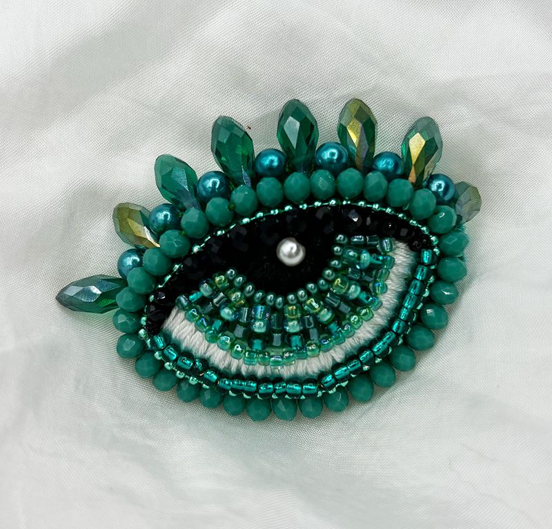 Aquamarine Eye brooch