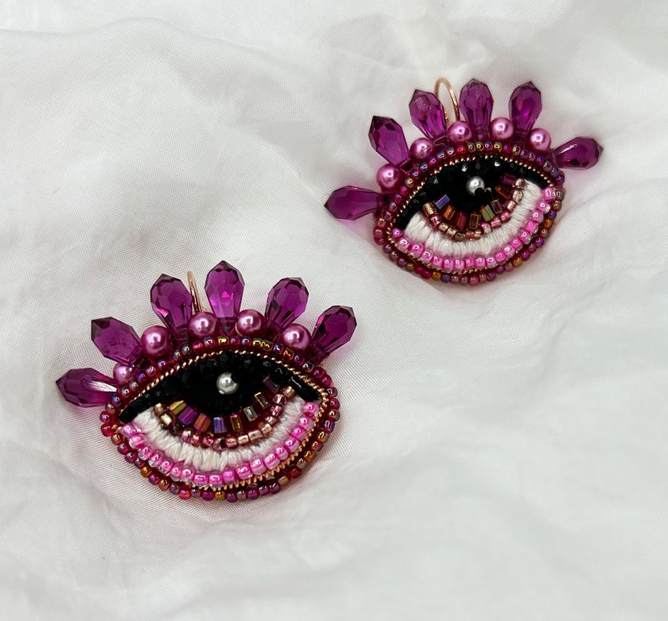 Hot pink Eye earrings