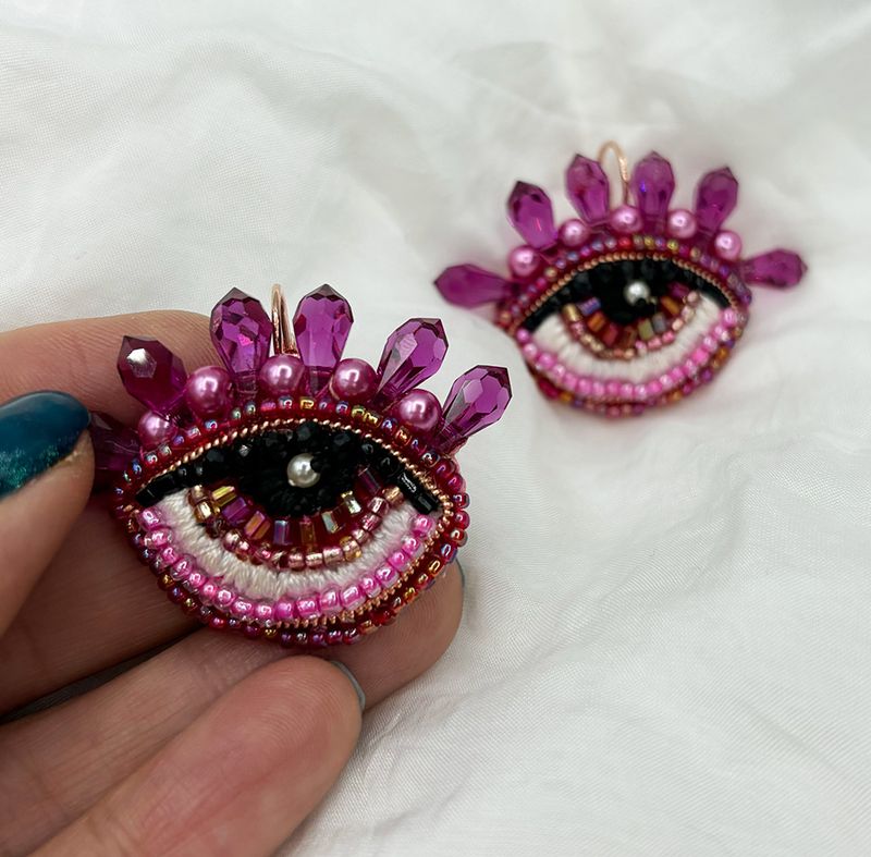 Hot pink Eye earrings