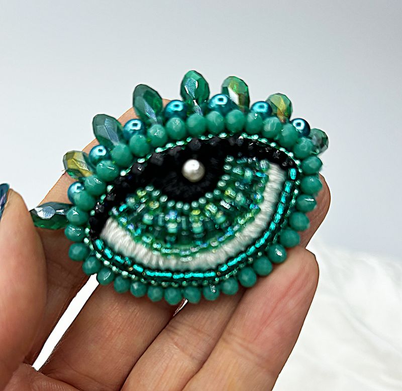 Aquamarine Eye brooch