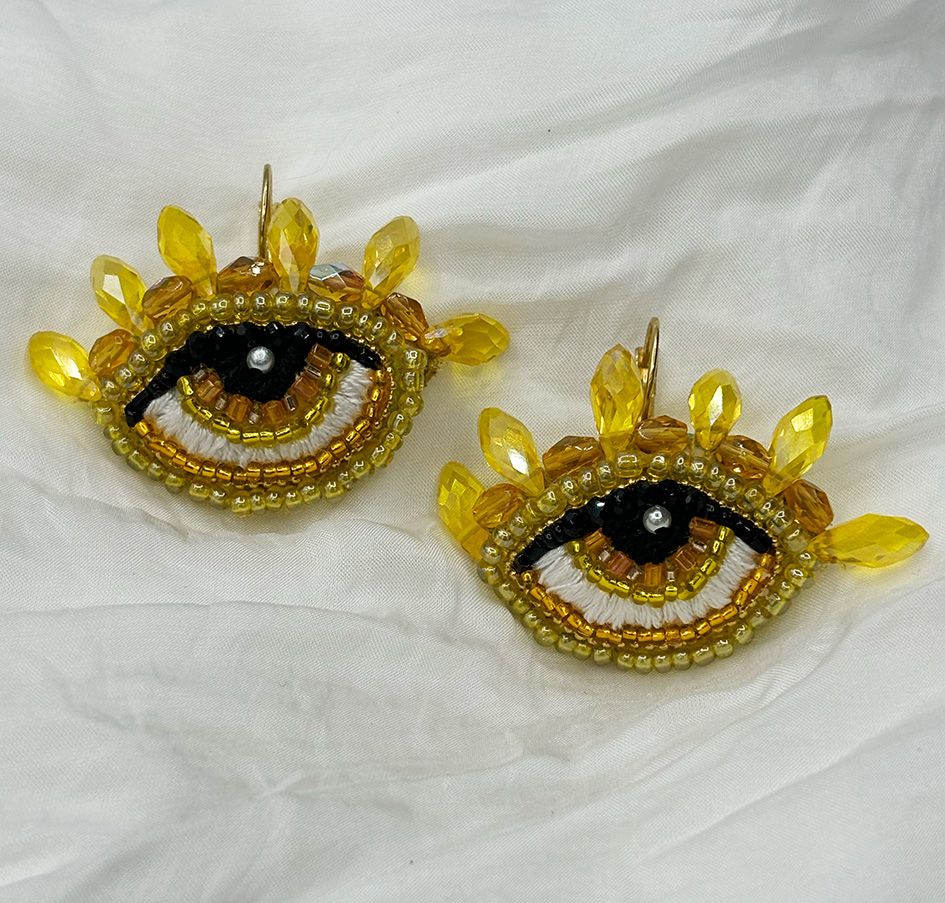 Lemon yellow Eye earrings