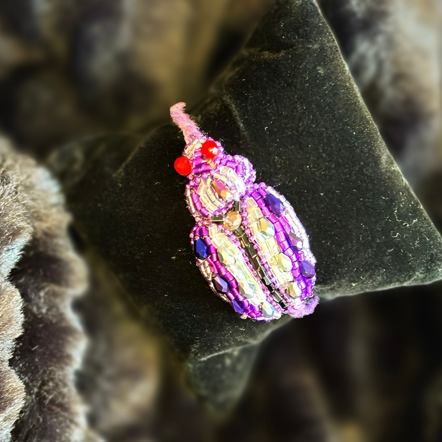 Purple, silver and pearly white