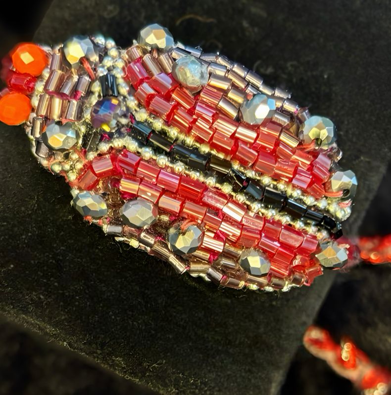 Red, black and silver
