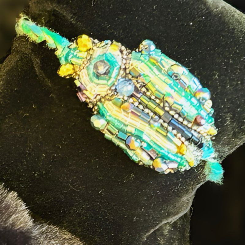 Turquoise, mauve and pearly white