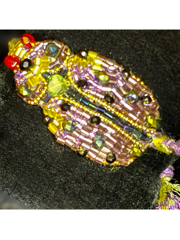 Kaki green, gold and mauve
