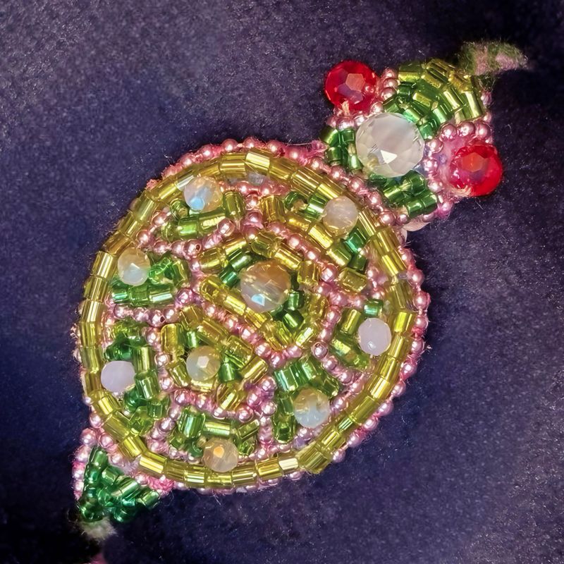 Gold rose, green and pearly white