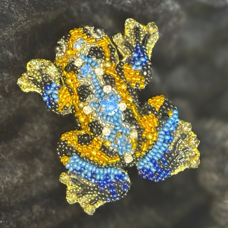 Royal blue and gold frog