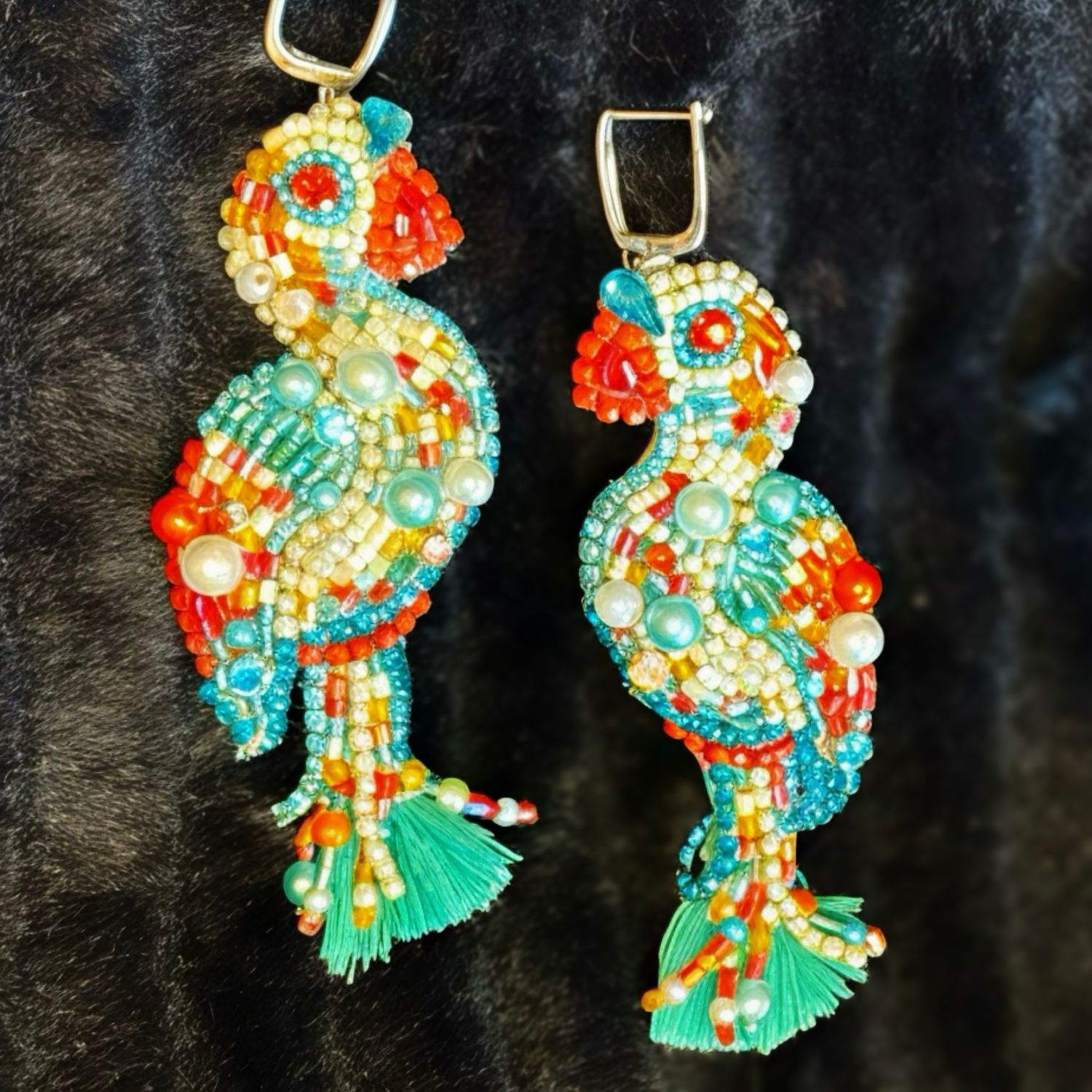 Tangerine and turquoise Parrot earrings