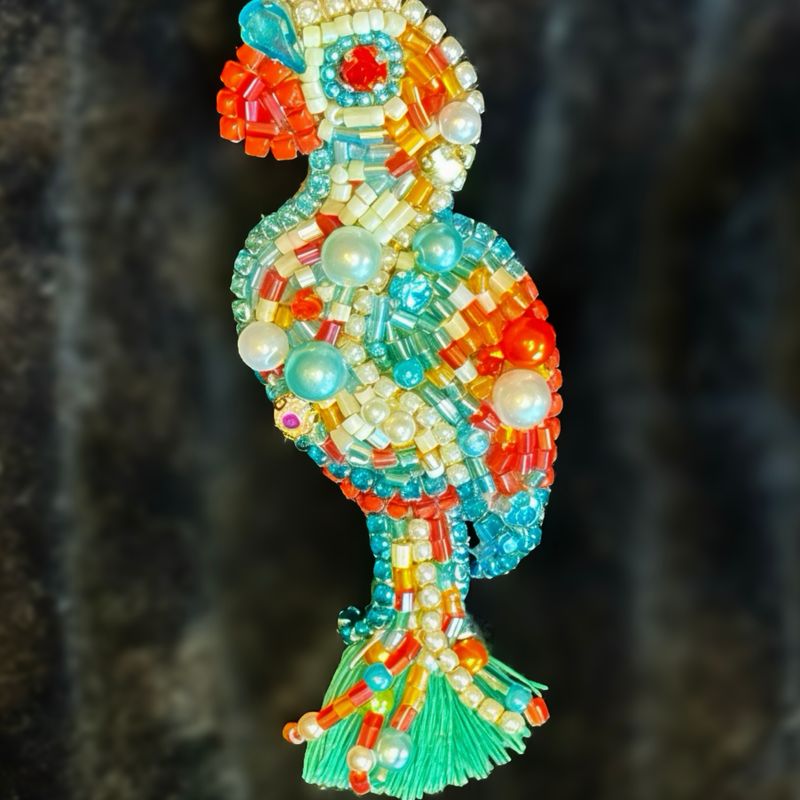Tangerine and turquoise Parrot earrings