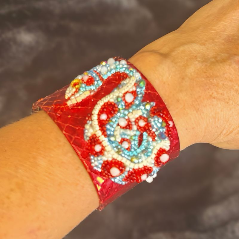 Serpentine red, turquoise and silver