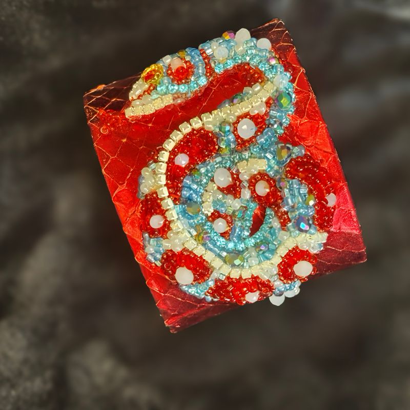 Serpentine red, turquoise and silver