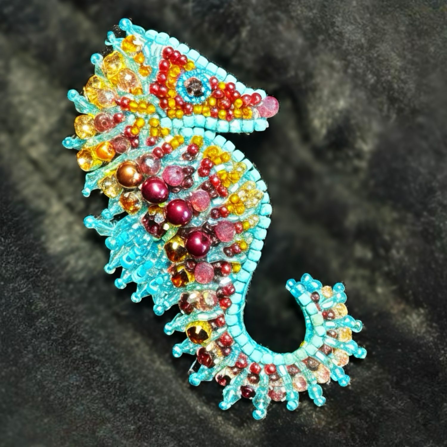 Burgundy and turquoise Sea Knight