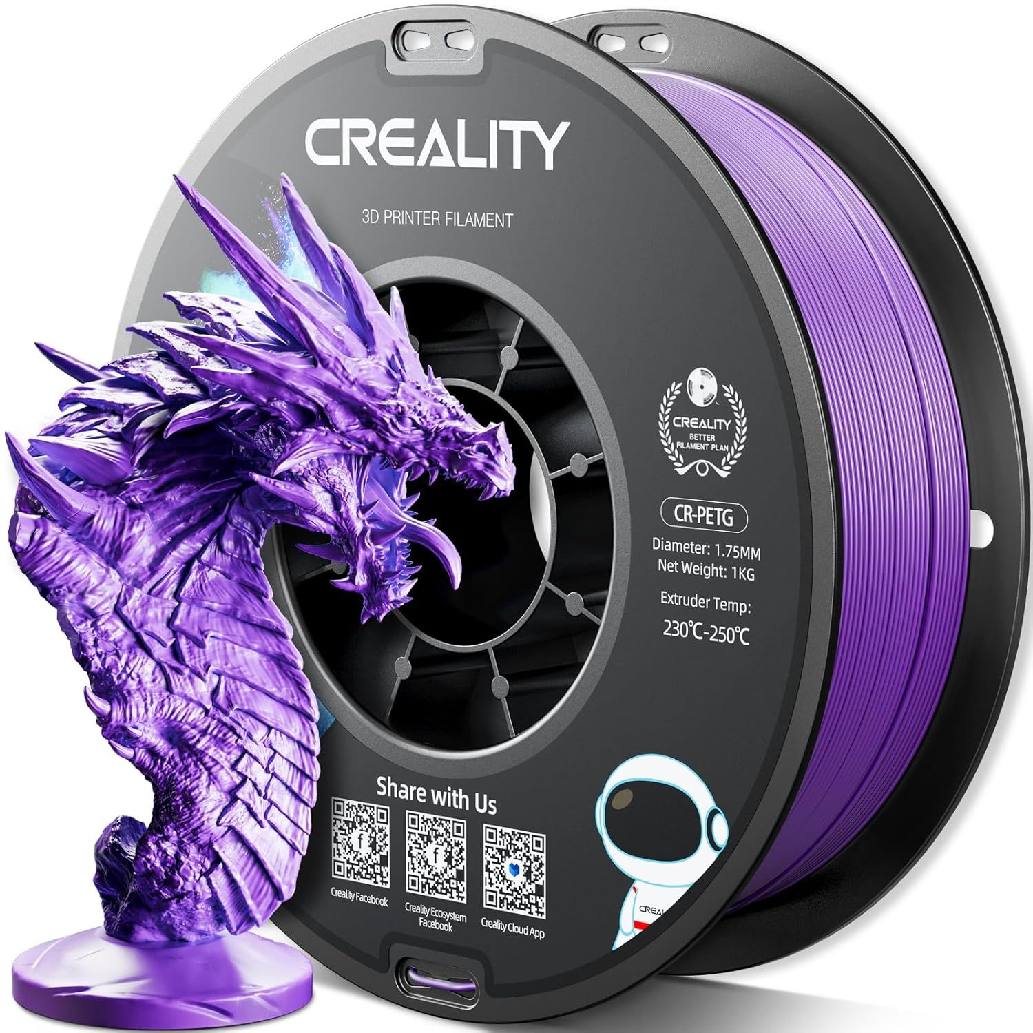 Creality CR-PETG Purple Filament, 1.75mm, 1kg